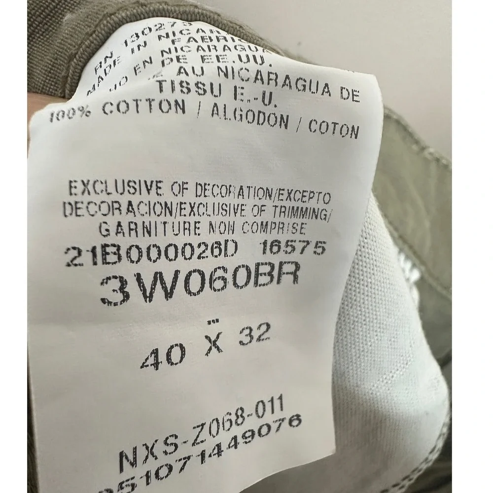 Wrangler Riggs Workwear Mens 40x32 Olive Green Ripstop Cargo Pants 3W060BR